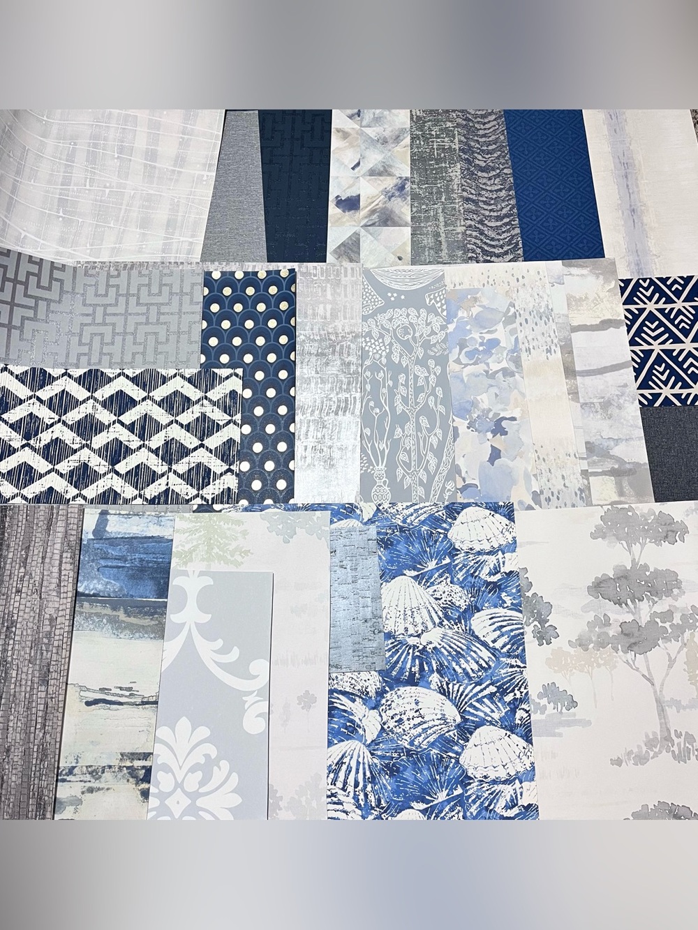 25 Assorted Designer Blue & Grey Designer Scrapbooking Wallpaper Sheets Crafts